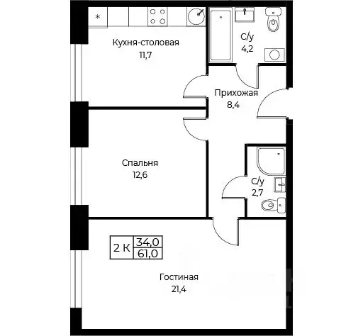 2-к кв. Москва ул. Наметкина, 10Д (61.0 м) - Фото 0