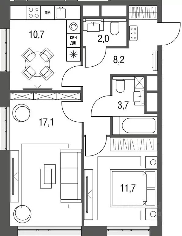 2-к кв. Москва Тагильская ул., 2к1 (55.1 м) - Фото 0