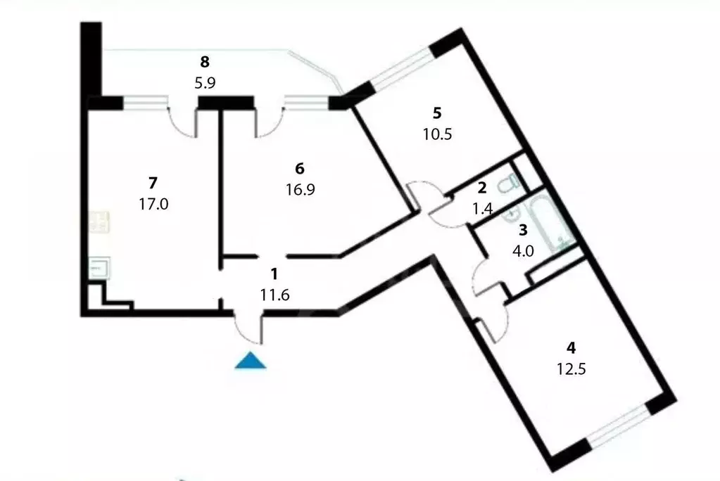 3-к кв. Санкт-Петербург пос. Парголово, ул. Федора Абрамова, 21к3 ... - Фото 2