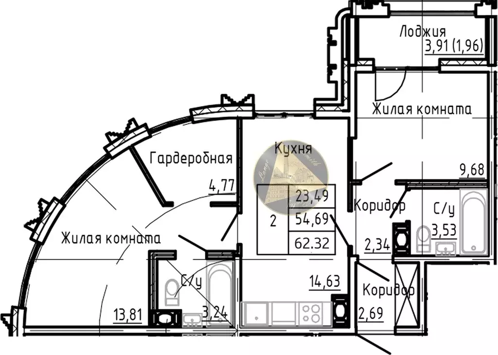 Продаётся 2-к квартира, 62.3 м - Фото 1