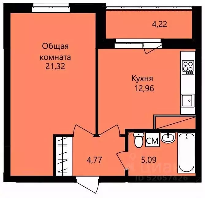 1-к кв. Мордовия, Саранск ул. Юрия Святкина, 14 (46.25 м) - Фото 0