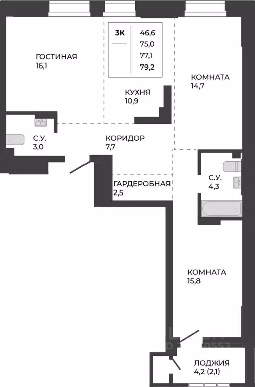 3-к кв. Алтайский край, Барнаул ул. Шумакова, 7к2 (77.1 м) - Фото 0