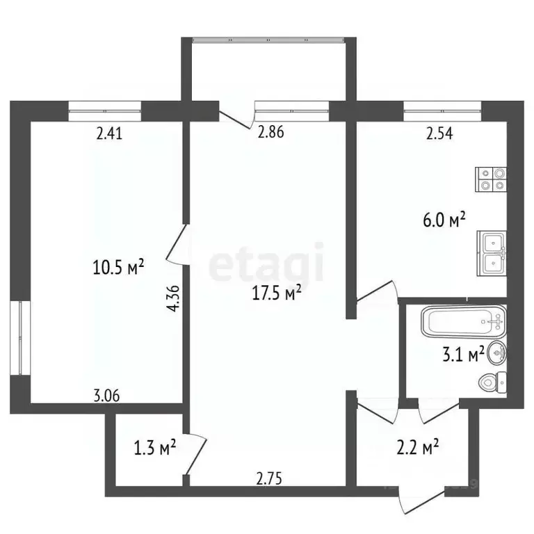 2-к кв. Еврейская автономная область, Биробиджан ул. Димитрова, 12 ... - Фото 2