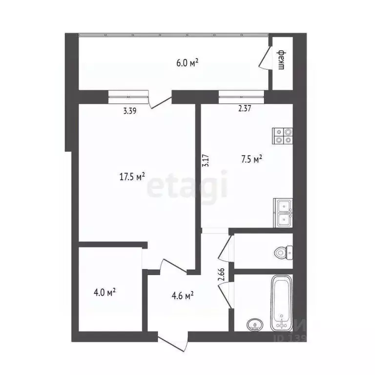 1-к кв. Тюменская область, Тюмень ул. Боровская, 8 (34.4 м) - Фото 2