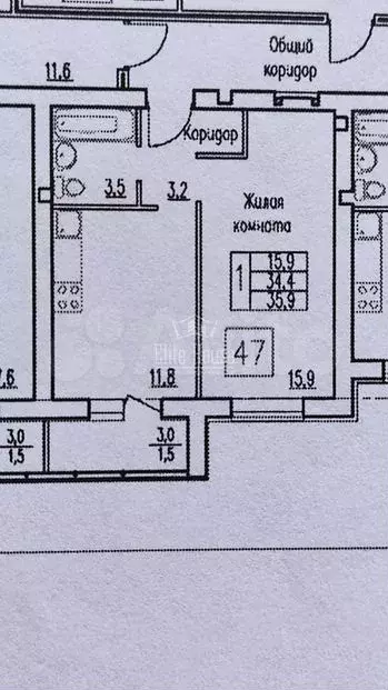 1-к. квартира, 35,9м, 1/3эт. - Фото 0