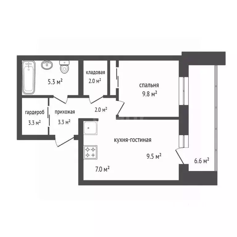 1-к кв. Красноярский край, Красноярск Караульная ул., 43/5 (42.4 м) - Фото 2