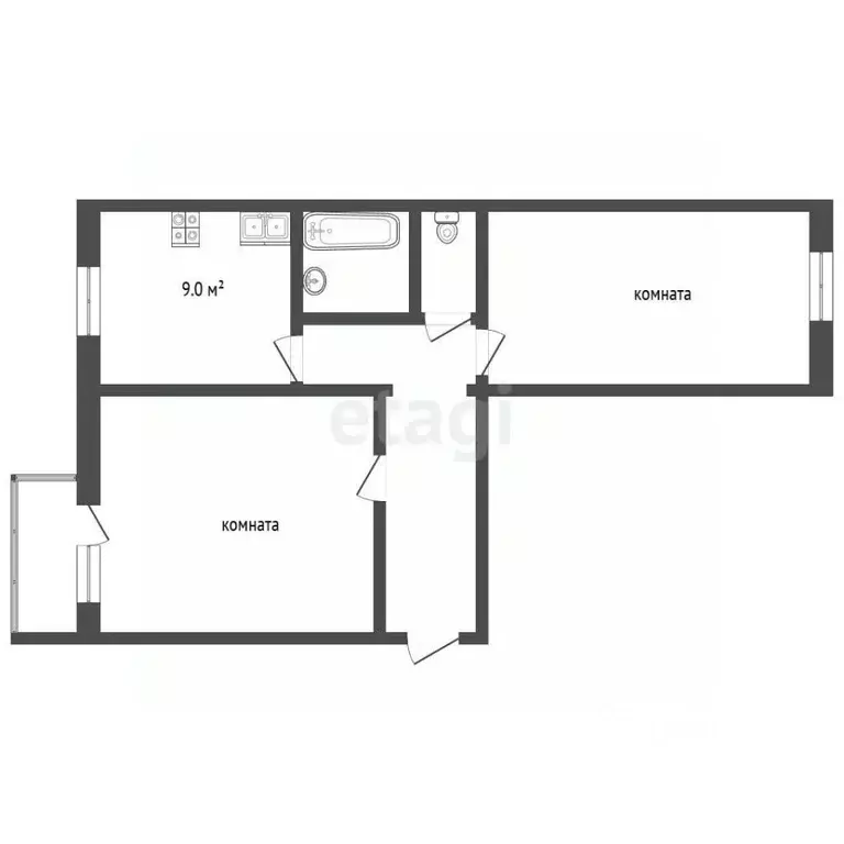 2-к кв. Псковская область, Печоры Юрьевская ул., 77 (47.1 м) - Фото 1