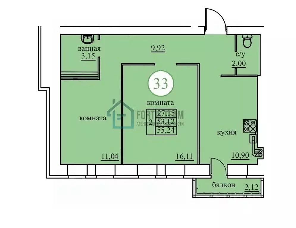 2-к кв. Ярославская область, Ярославский муниципальный округ, пос. ... - Фото 1