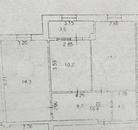 2-к. квартира, 60 м, 5/10 эт. - Фото 0