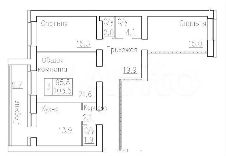 3-к. квартира, 105,5 м, 7/10 эт. - Фото 0