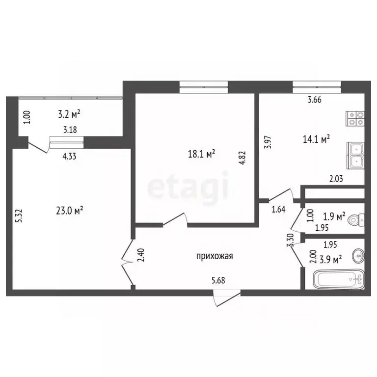 2-к кв. Московская область, Дмитров Московская ул., 8 (75.4 м) - Фото 2