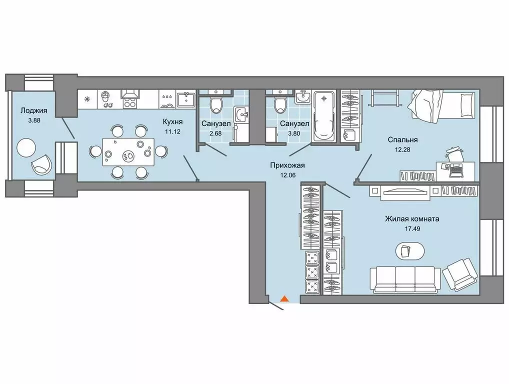 2-комнатная квартира: Киров, улица Дмитрия Козулева, 11 (61 м) - Фото 1
