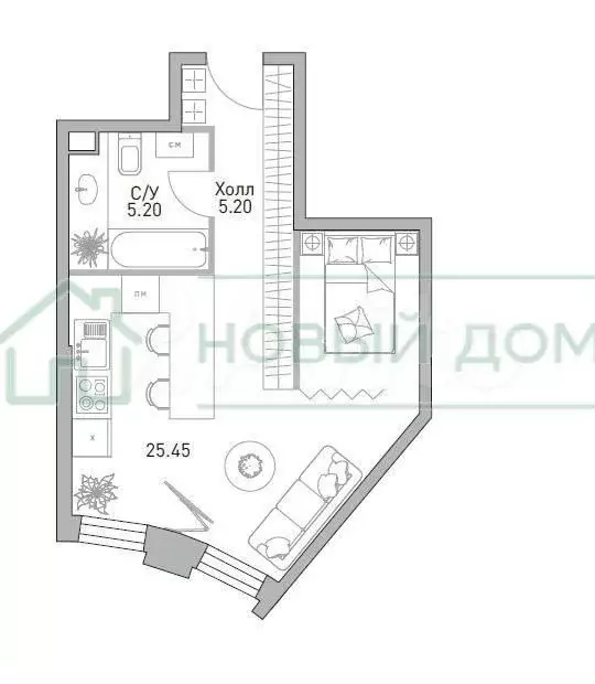 Квартира-студия, 36 м, 27/39 эт. - Фото 0