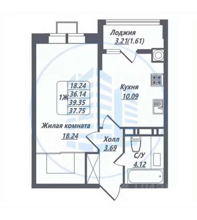 1-к кв. Ставропольский край, Ессентуки Октябрьская ул., 8/9 (36.3 м) - Фото 2