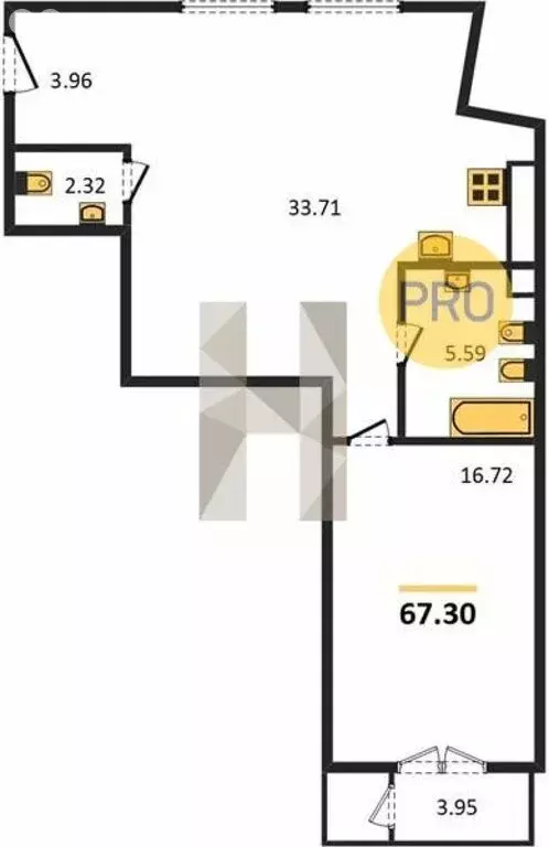 1-комнатная квартира: Калининград, Октябрьская улица, 12 (67.3 м) - Фото 0