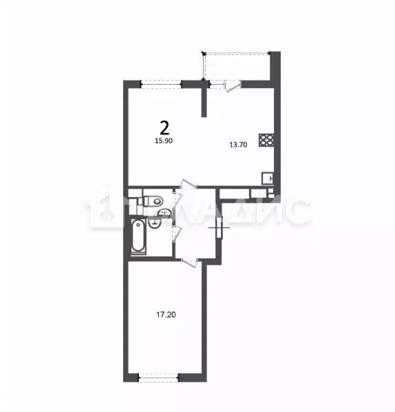 2-к кв. Москва Кусковская ул., 12/1 (58.0 м) - Фото 2