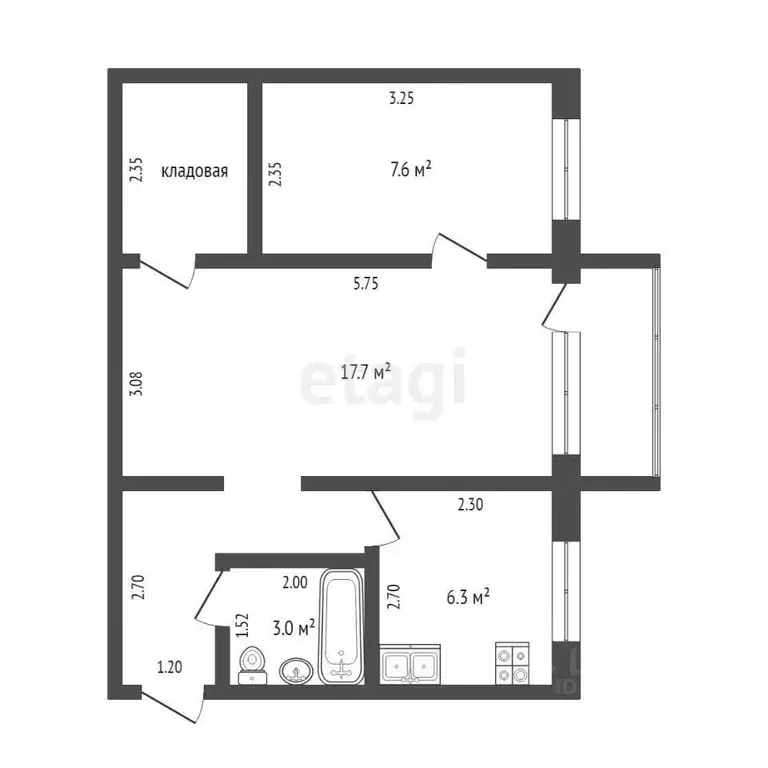 2-к кв. Омская область, Омск просп. Мира, 27А (42.9 м) - Фото 1