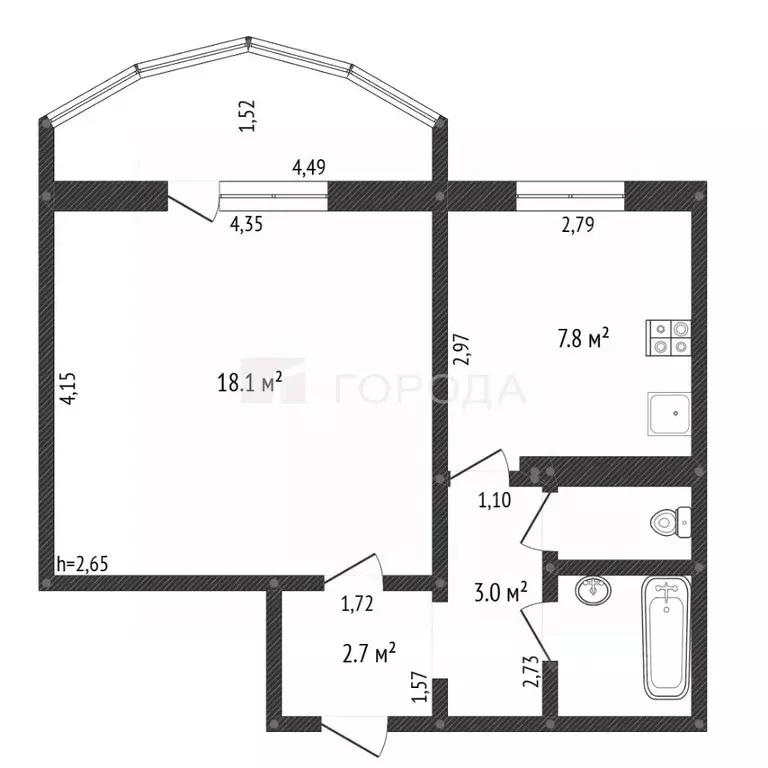 1-к кв. Кемеровская область, Новокузнецк Новобайдаевский мкр, ул. ... - Фото 2