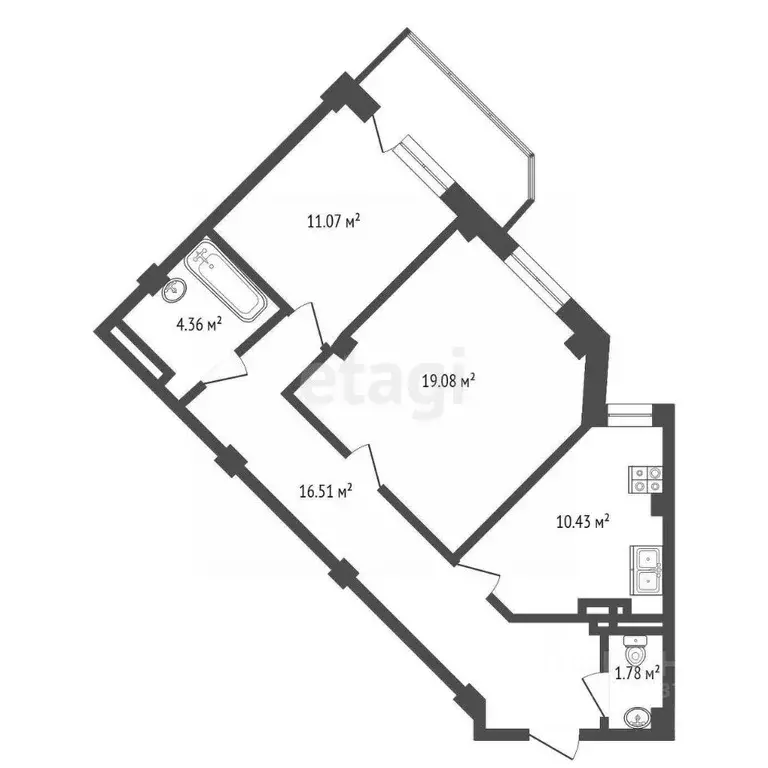 2-к кв. Ханты-Мансийский АО, Ханты-Мансийск ул. Анны Коньковой, 16 ... - Фото 2
