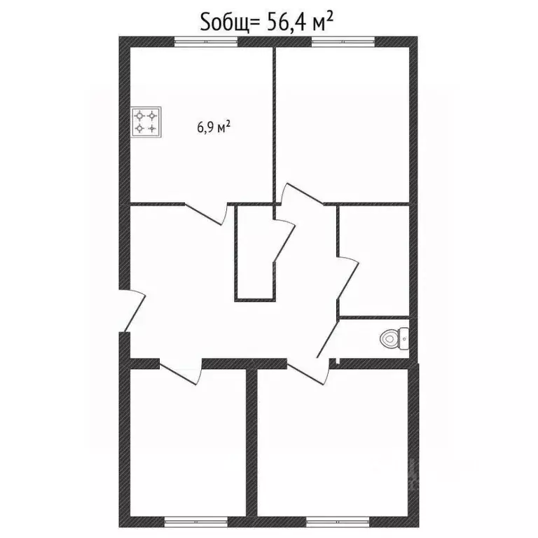 3-к кв. Брянская область, Фокино ул. Карла Маркса, 29 (56.4 м) - Фото 1