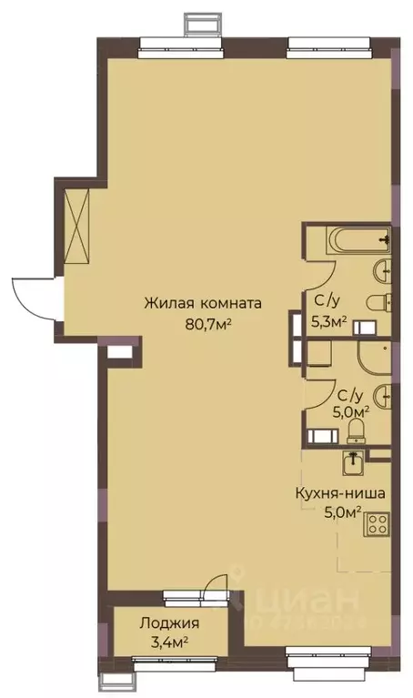 1-к кв. Нижегородская область, Нижний Новгород ул. Максима Горького, ... - Фото 1