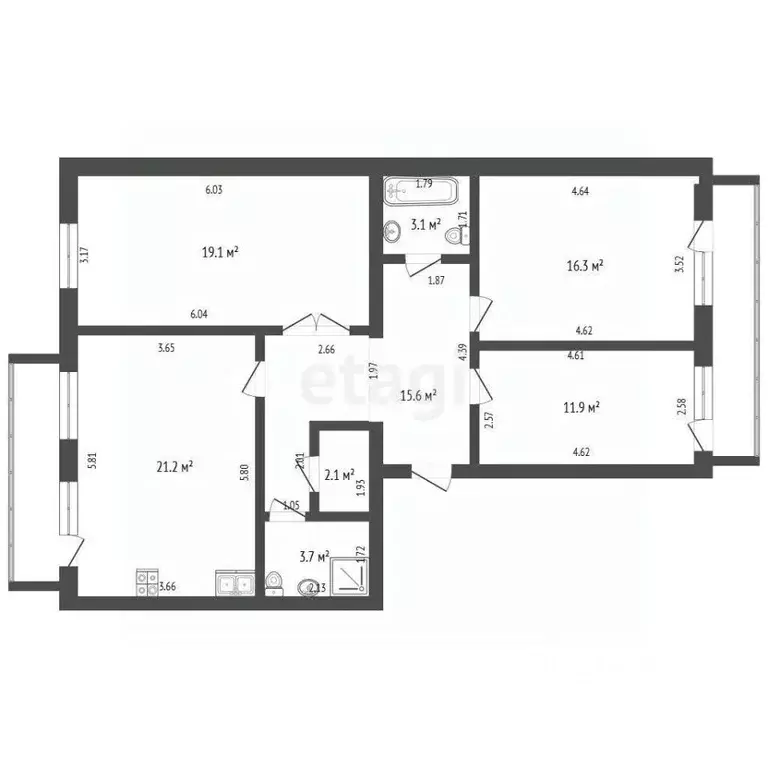 4-к кв. Марий Эл, Йошкар-Ола бул. Ураева, 4 (93.0 м) - Фото 2