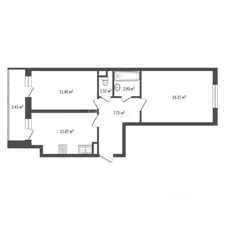 2-к кв. Ярославская область, Ярославль Яковлевская ул., 26/33 (53.01 ... - Фото 1