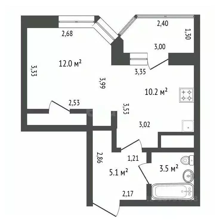 Студия Амурская область, Благовещенск Игнатьевское ш., 25/15 (33.7 м) - Фото 2
