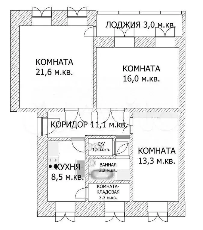 3-к. квартира, 79 м, 4/4 эт. - Фото 1