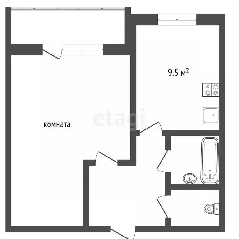 1-к кв. Архангельская область, Котлас просп. Мира, 48 (32.7 м) - Фото 1