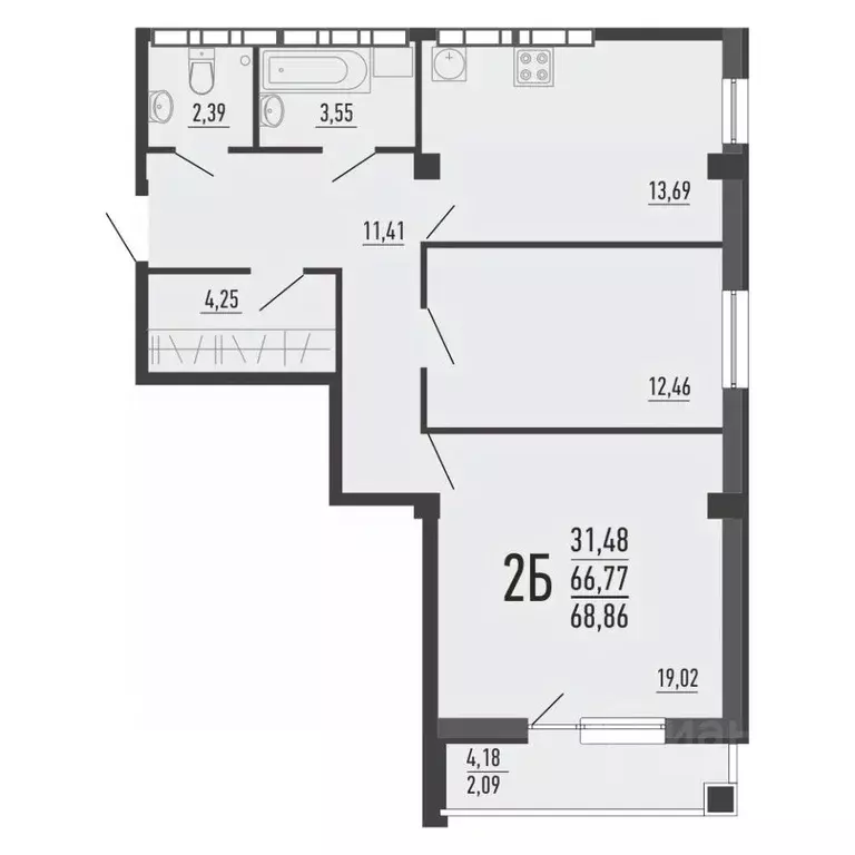 3-к кв. Челябинская область, Челябинск ул. Александра Шмакова, 41 ... - Фото 1