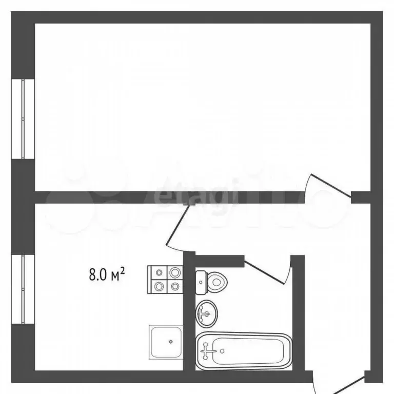 1-к. квартира, 32,4 м, 2/5 эт. - Фото 0