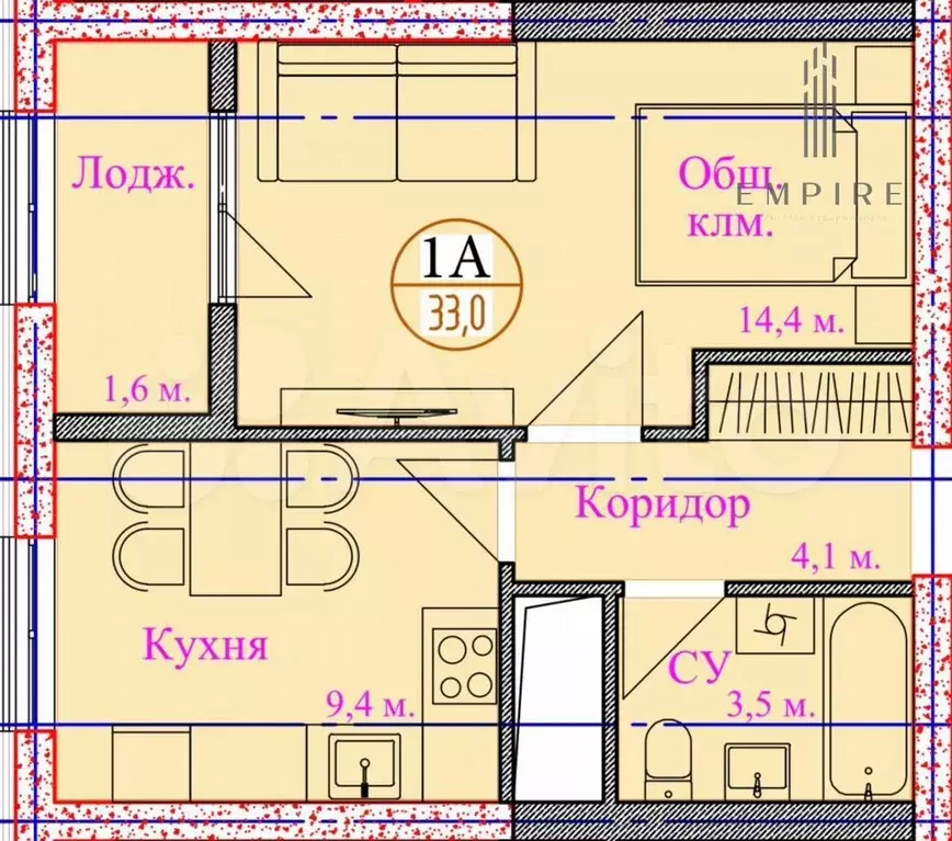 1-к. квартира, 33 м, 12/20 эт. - Фото 0