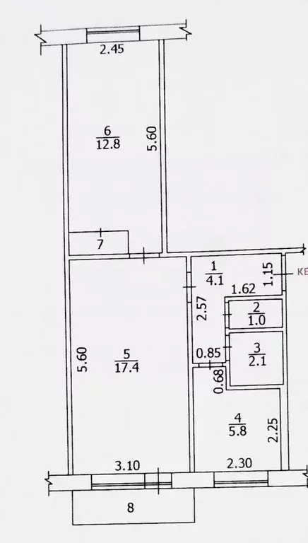 2-к кв. Томская область, Северск ул. Ленина, 104 (44.1 м) - Фото 2
