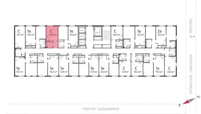 Квартира-студия, 20,8 м, 4/25 эт. - Фото 1