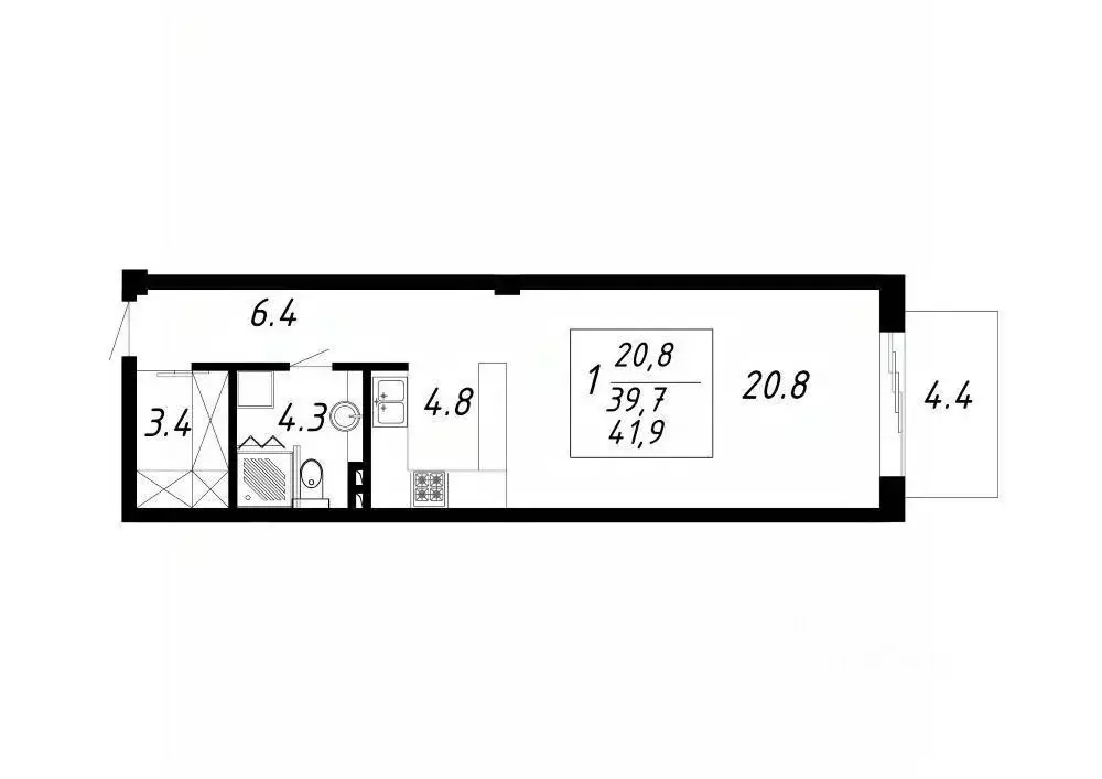 1-к кв. Ставропольский край, Ессентуки Озеро жилой комплекс (41.9 м) - Фото 1