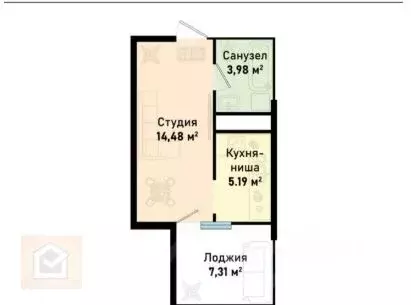 Студия Крым, Черноморское пгт ул. Евпаторийская, 1 (30.96 м) - Фото 2