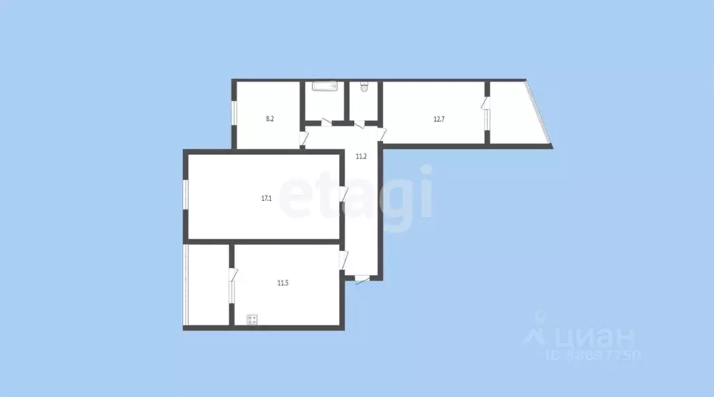 3-к кв. Карачаево-Черкесия, Черкесск ул. Карла Маркса, 101 (64.2 м) - Фото 1