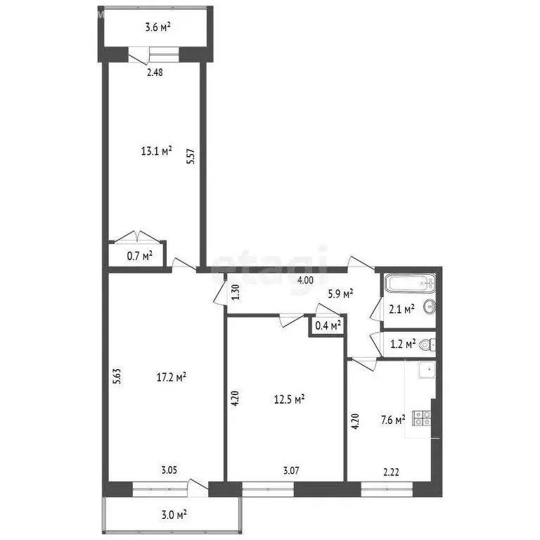 3-комнатная квартира: Комсомольск-на-Амуре, Магистральное шоссе, 23к5 ... - Фото 0