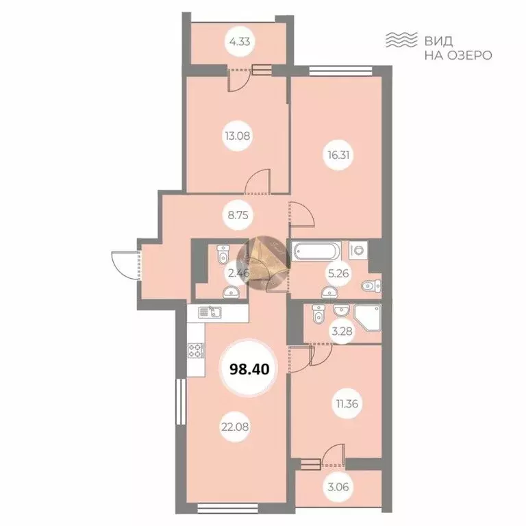 3-комнатная квартира: Санкт-Петербург, Суздальское шоссе, 8 (98.4 м) - Фото 1