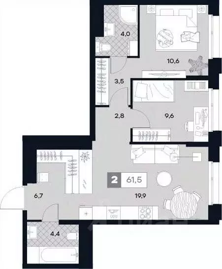 2-к кв. Москва Лодочная ул., 27К2 (61.5 м) - Фото 1