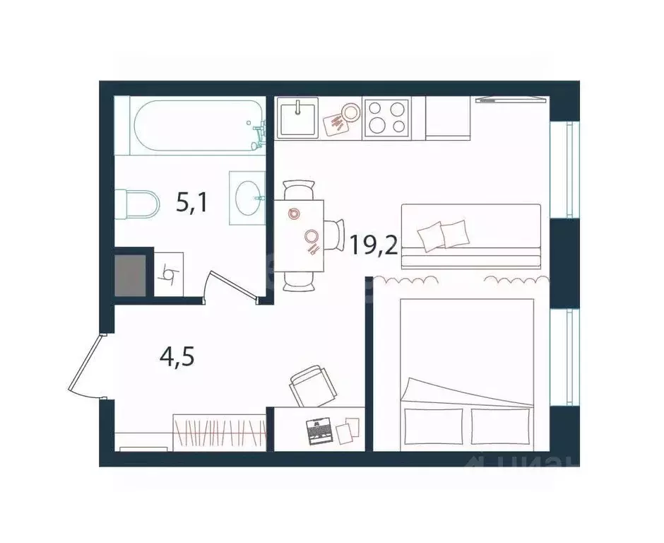 Студия Москва Тагильская ул., 2к1 (28.8 м) - Фото 1