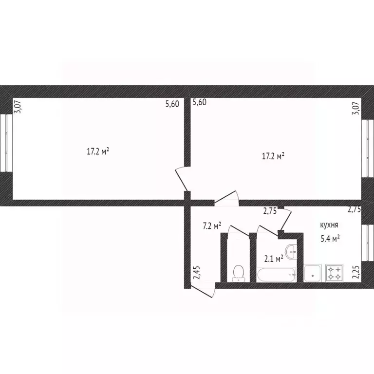 2-к кв. Кемеровская область, Кемерово Октябрьский просп., 23А (43.0 м) - Фото 2