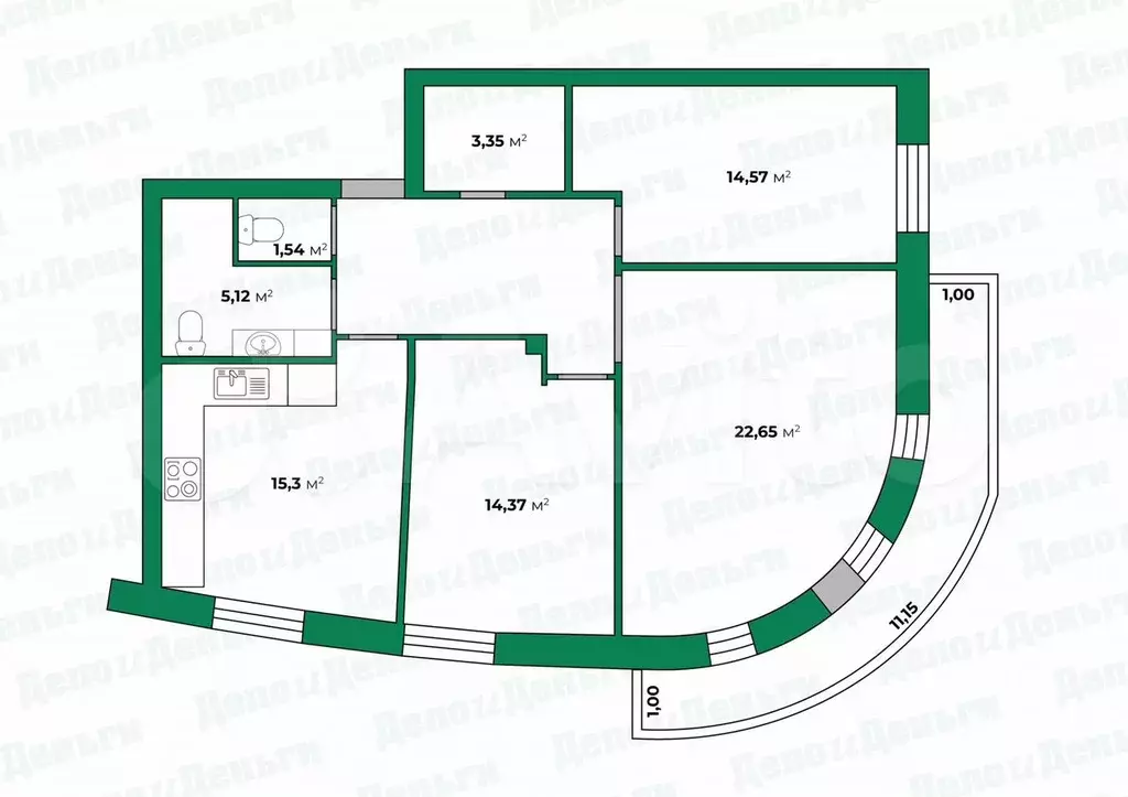 3-к. квартира, 85 м, 2/4 эт. - Фото 0