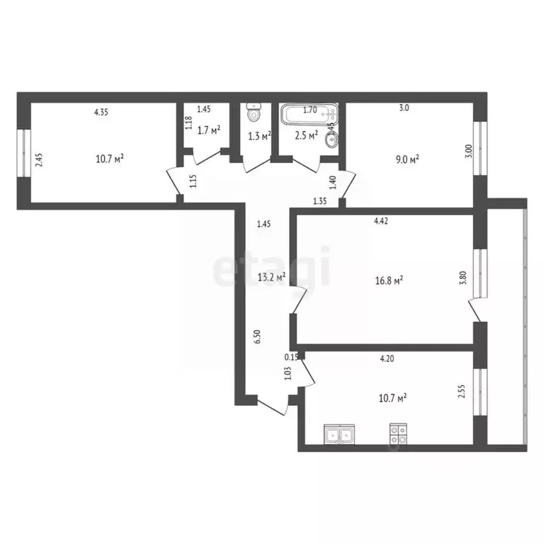 3-к кв. Мордовия, Саранск ул. Пушкина, 30А (66.0 м) - Фото 1