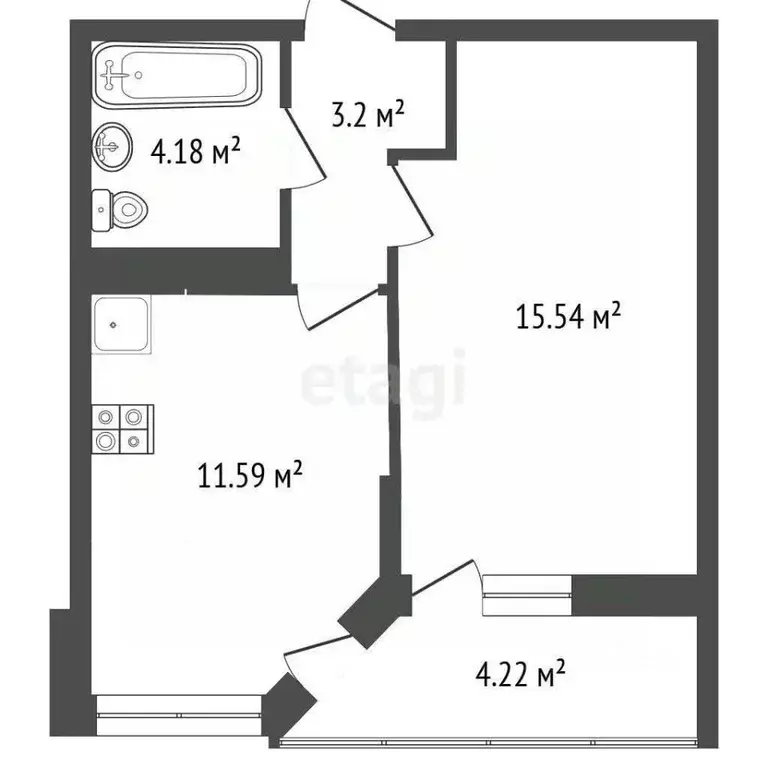 1-к кв. Краснодарский край, Анапа ул. Поликарпова, 2к2 (38.7 м) - Фото 1