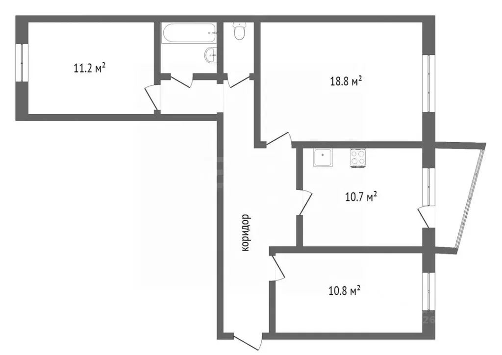 3-к кв. Ханты-Мансийский АО, Сургут ул. Островского, 26/1 (71.0 м) - Фото 1
