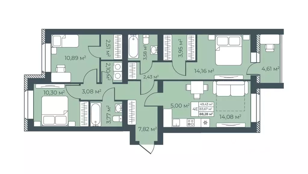 4-к кв. Воронежская область, Бобров  (88.28 м) - Фото 1
