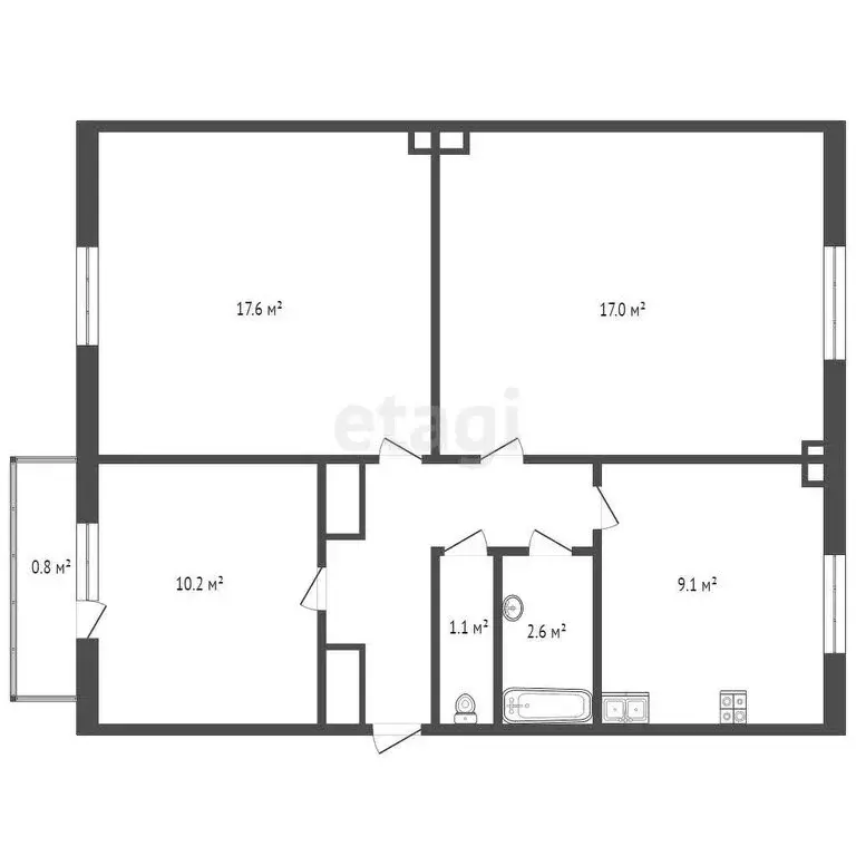 3-комнатная квартира: Чита, Июньская улица, 22 (68.5 м) - Фото 0