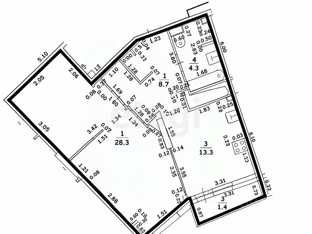 2-к кв. Татарстан, Казань Чистопольская ул., 86/10 (57.0 м) - Фото 2